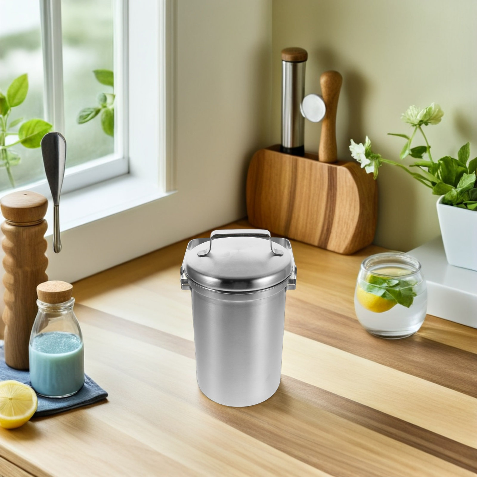 Compost Bin Countertop - Kitchen Compost Bin Stainless Steel Compact