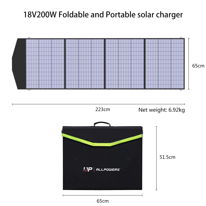Allpowers 200W 18V Polycrystal - Solar Charger Panel Foldable 评论和价格